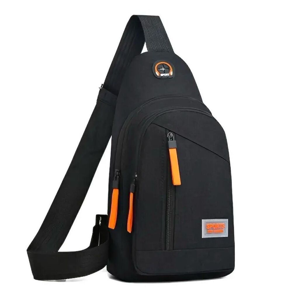 NWT SPORTS 1 Shoulder Sling Slant Cross Chest Men Women Unisex Black Orange Bag
